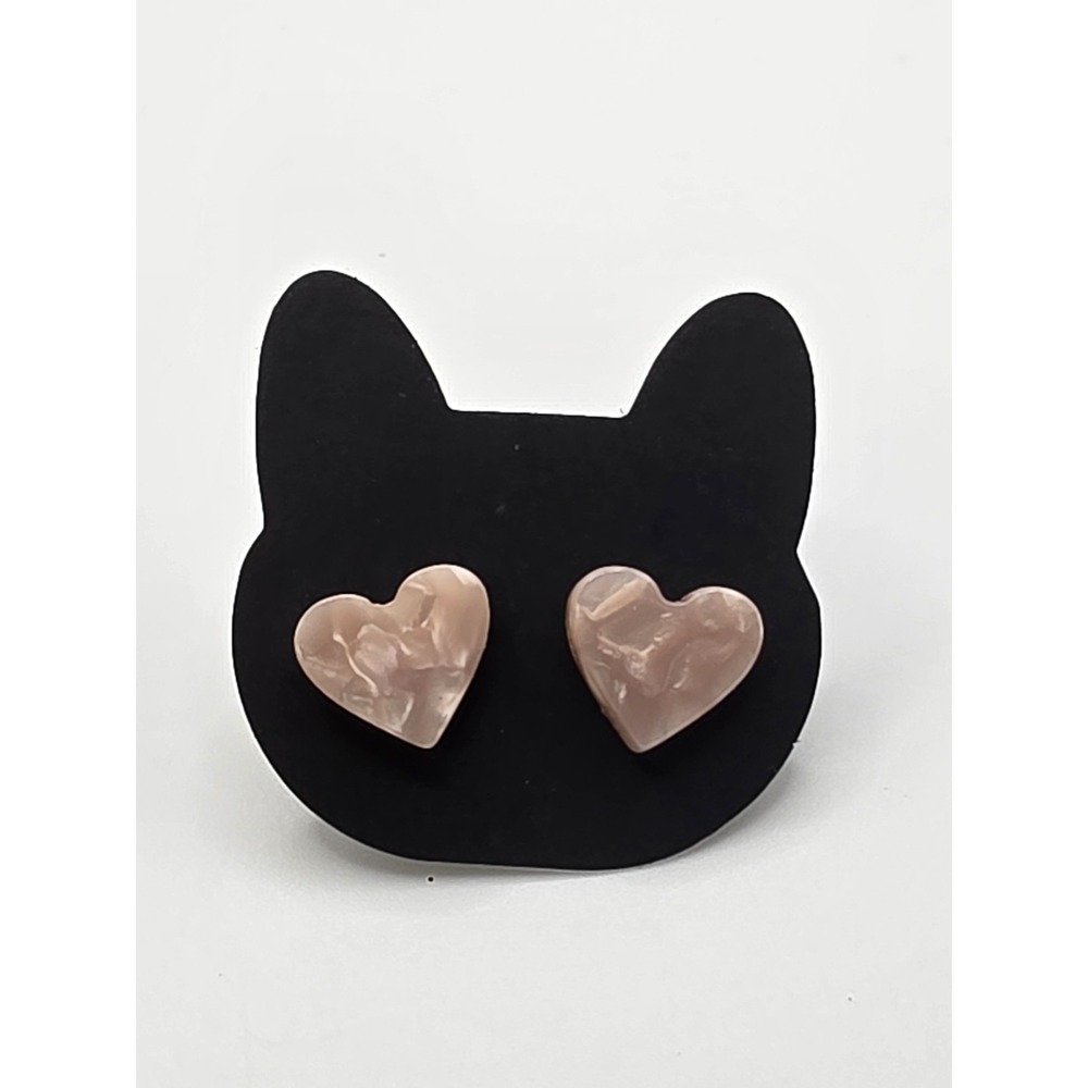 pink acrylic heart shaped stud earrings